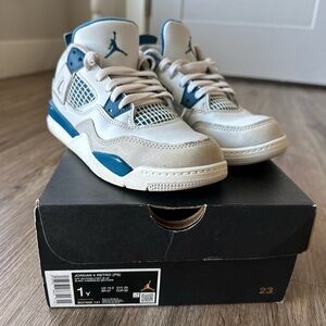 Jordan 4 Retro PS Off-White Military Blue | Toddler/Youth Size 1Y | With Box